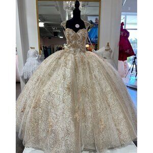 89246 Quinceanera dress by Vizacaya Crystal Beaded, Metallic Embroidery on a Tul